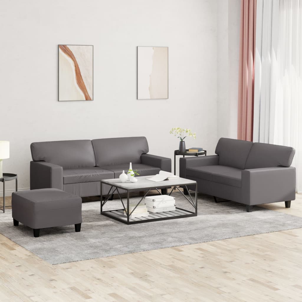 Ensemble de canapés 3 pcs gris similicuir - XIOS
