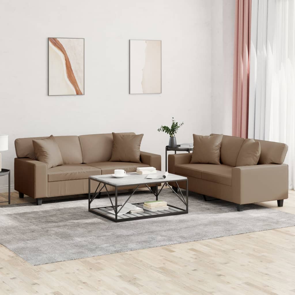 Ensemble de canapés 2 pcs avec coussins cappuccino similicuir - XIOS