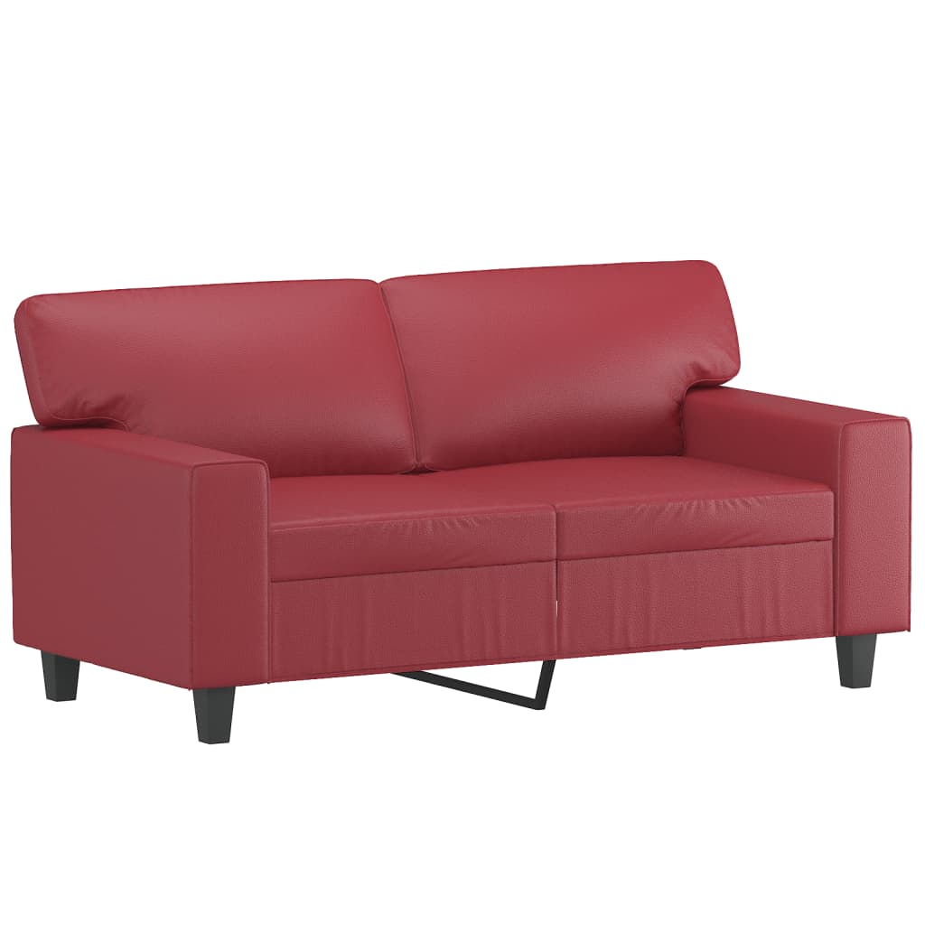 Ensemble de canapés 3 pcs et coussins rouge bordeaux similicuir - XIOS