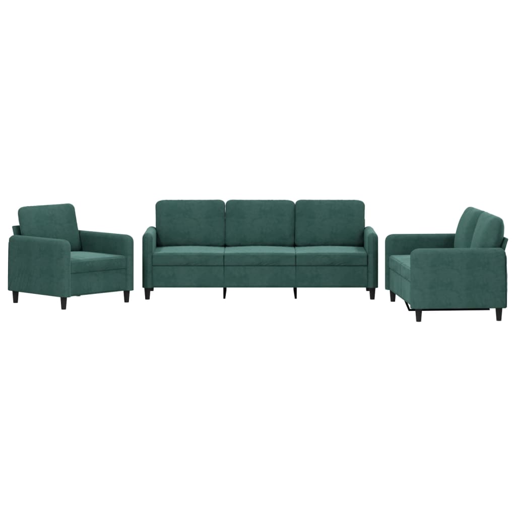 Ensemble de canapés 3 pcs vert foncé velours - XIOS