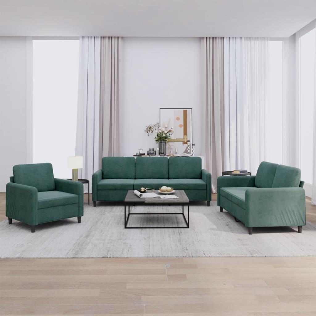 Ensemble de canapés 3 pcs vert foncé velours - XIOS