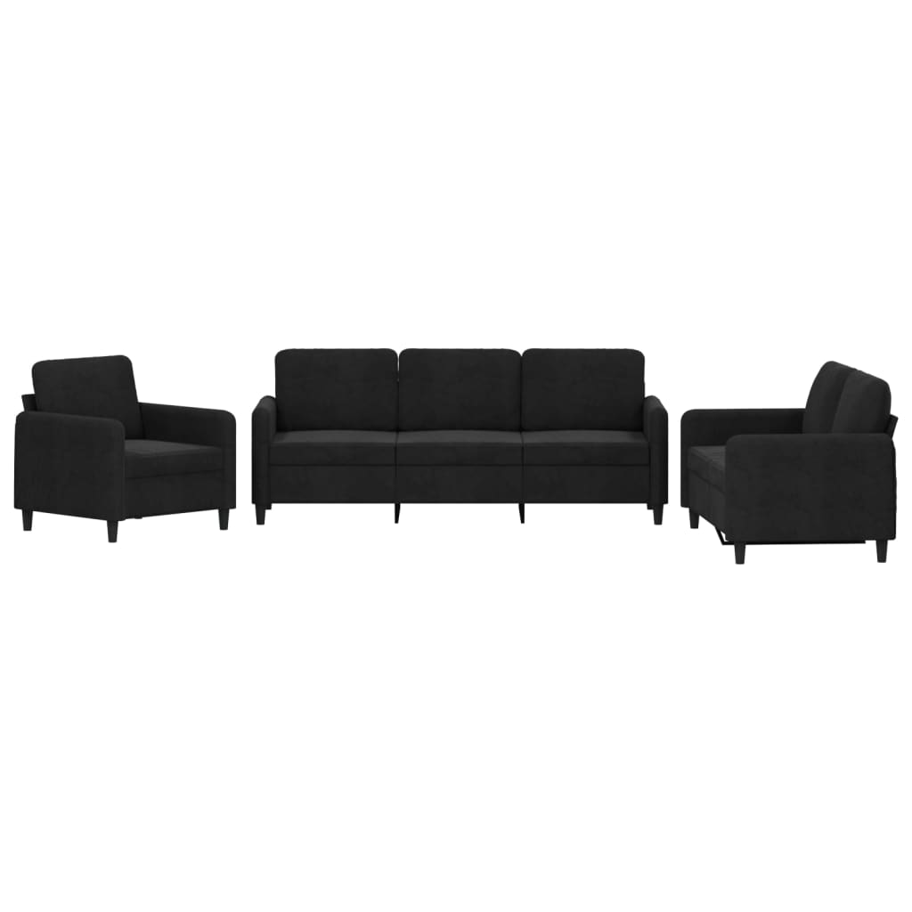 Ensemble de canapés 3 pcs noir velours - XIOS