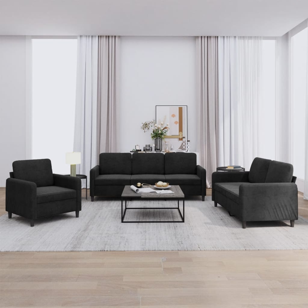Ensemble de canapés 3 pcs noir velours - XIOS