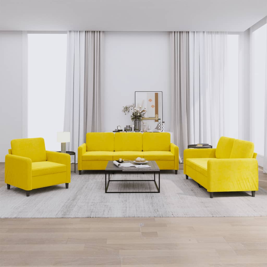 Ensemble de canapés 3 pcs jaune velours - XIOS