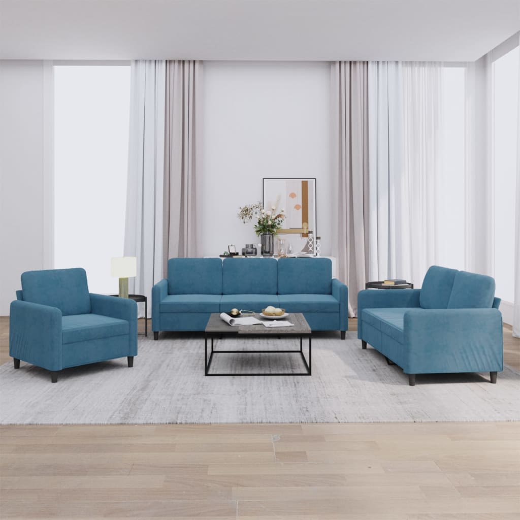 Ensemble de canapés 3 pcs bleu velours - XIOS