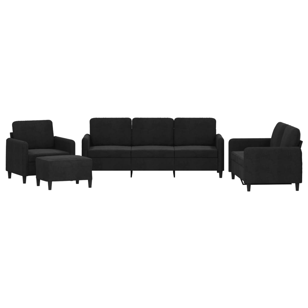 Ensemble de canapés 4 pcs noir velours - XIOS