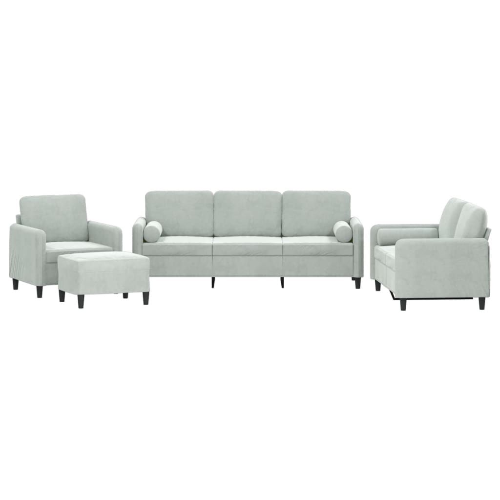 Ensemble de canapés 4 pcs avec coussins gris clair velours - XIOS