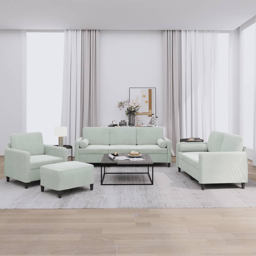 Ensemble de canapés 4 pcs avec coussins gris clair velours - XIOS