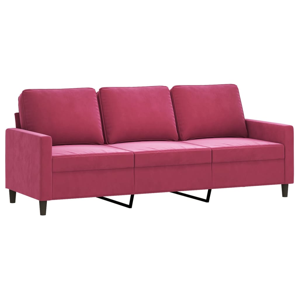 Ensemble de canapés 4 pcs avec coussins rouge bordeaux velours - XIOS
