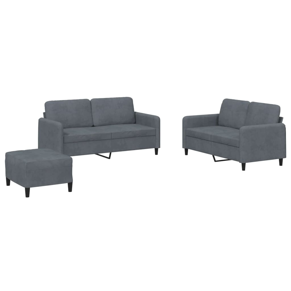 Ensemble de canapés 3 pcs gris foncé velours - XIOS
