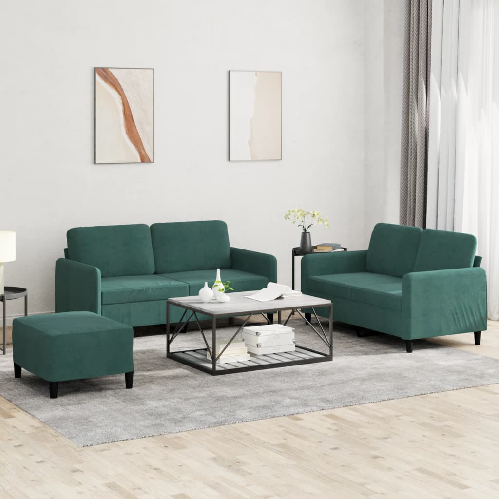 Ensemble de canapés 3 pcs vert foncé velours - XIOS