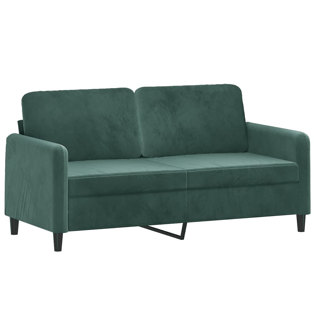 Ensemble de canapés 2 pcs avec coussins vert foncé velours - XIOS