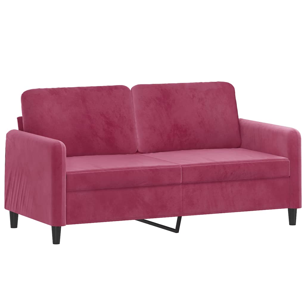 Ensemble de canapés 2 pcs avec coussins rouge bordeaux velours - XIOS