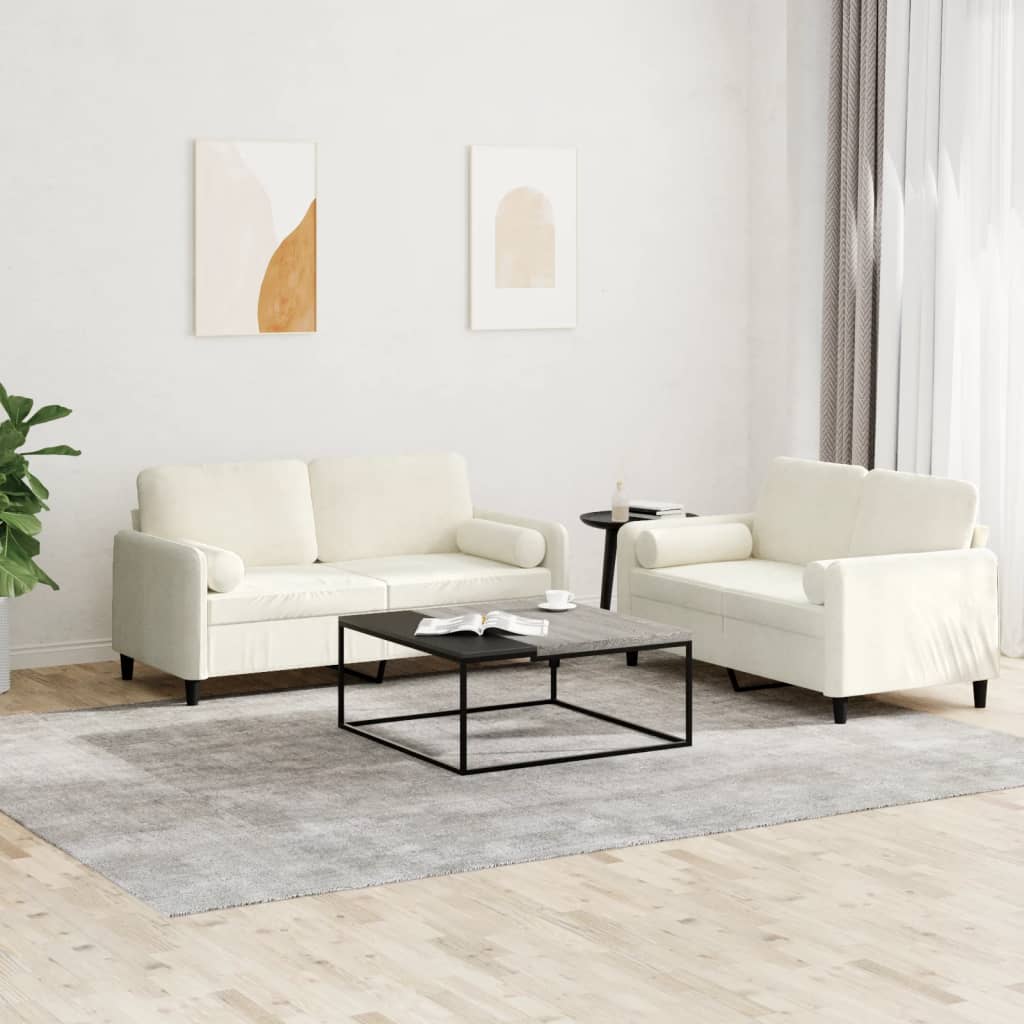 Ensemble de canapés 2 pcs avec coussins crème velours - XIOS