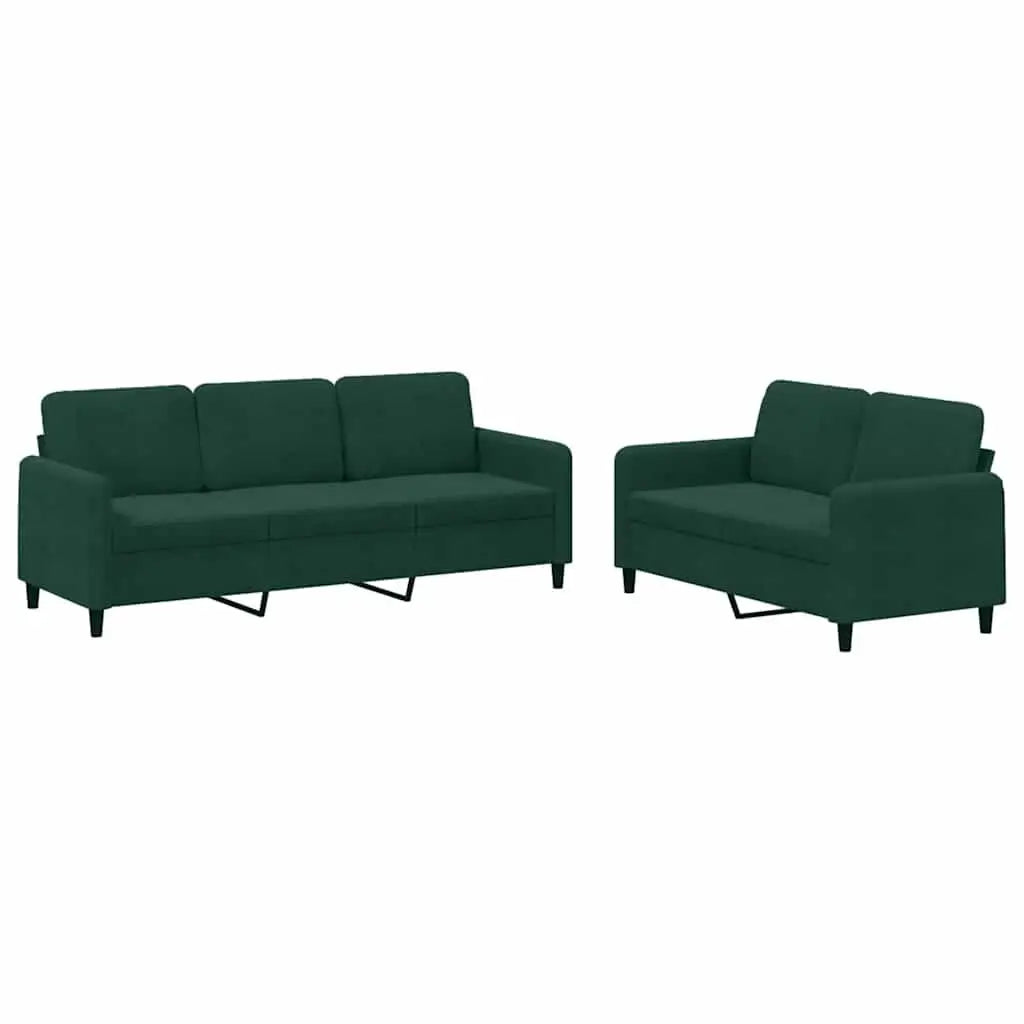 Ensemble de canapés 2 pcs vert foncé velours - XIOS