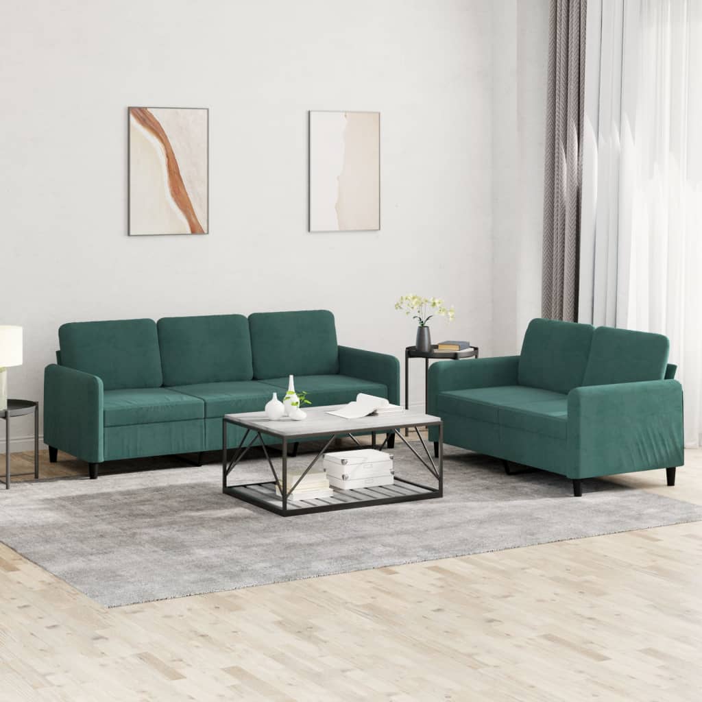 Ensemble de canapés 2 pcs vert foncé velours - XIOS