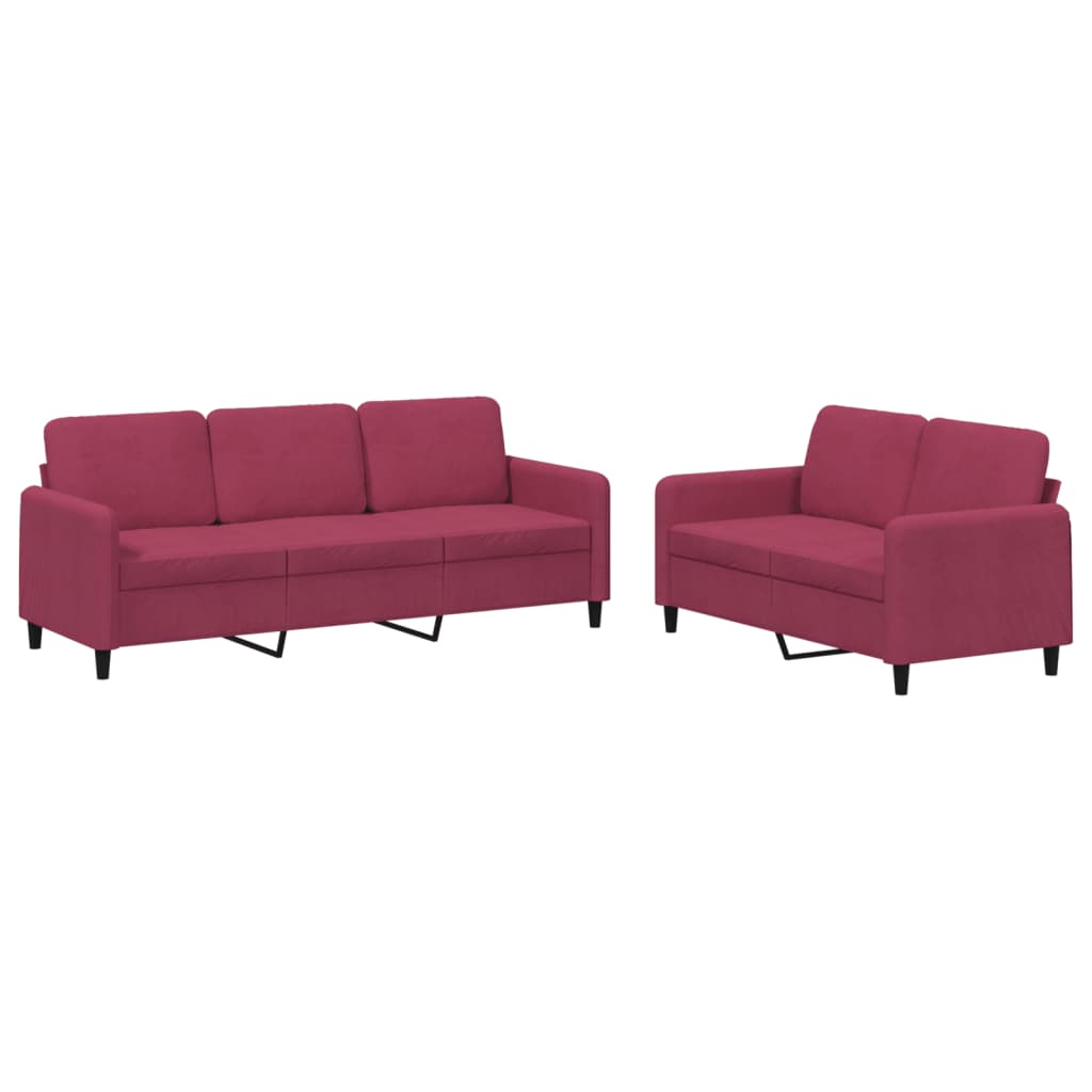 Ensemble de canapés 2 pcs rouge bordeaux velours - XIOS