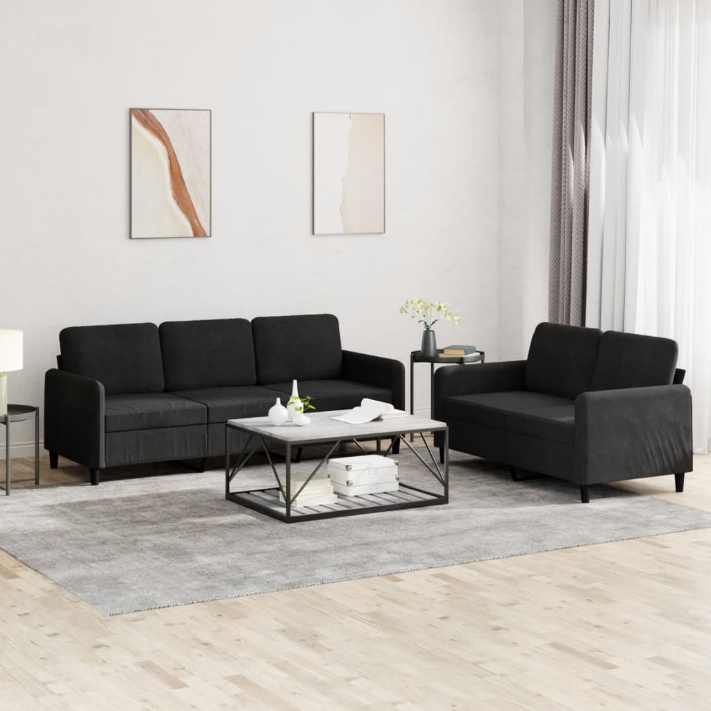 Ensemble de canapés 2 pcs noir velours - XIOS
