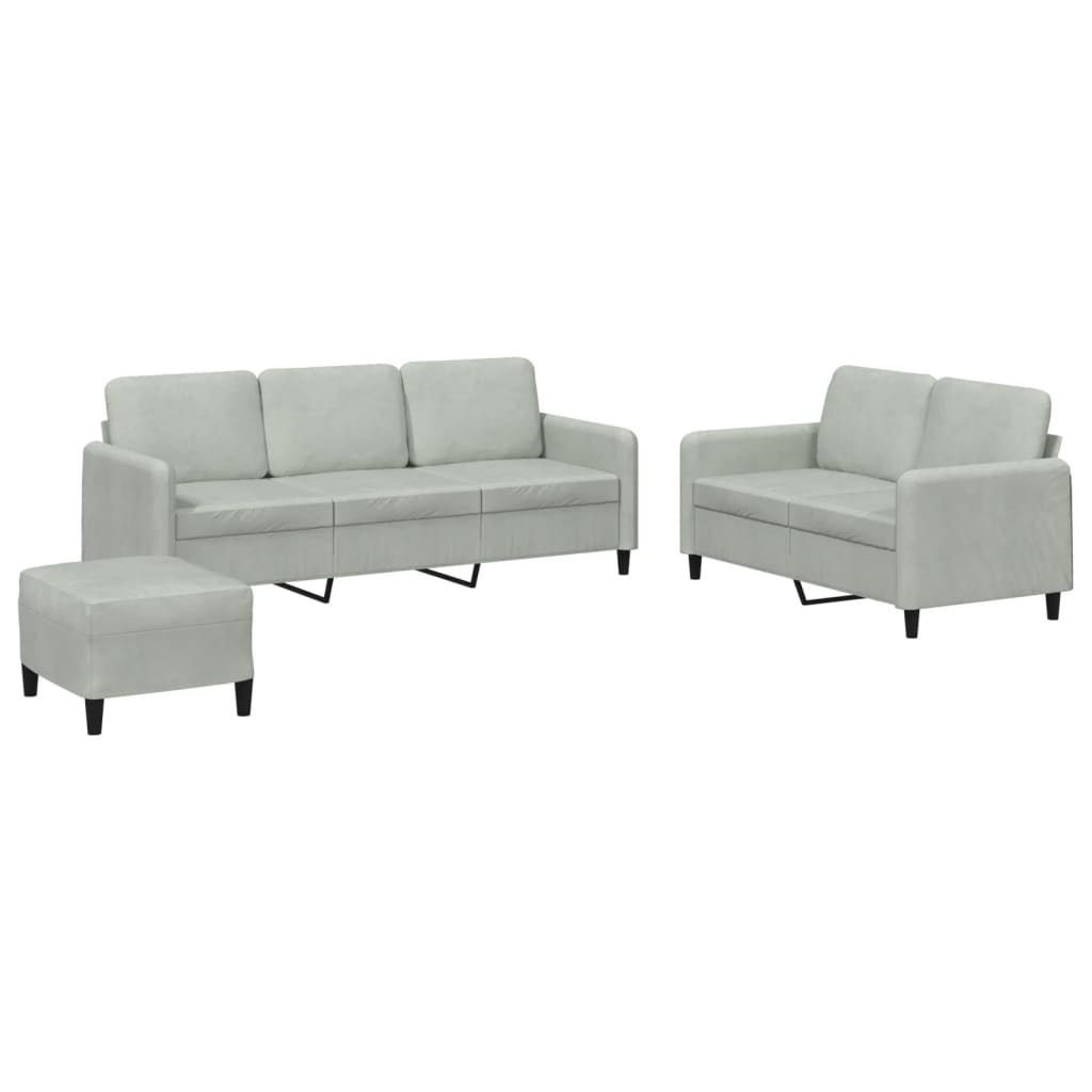 Ensemble de canapés 3 pcs gris clair velours - XIOS