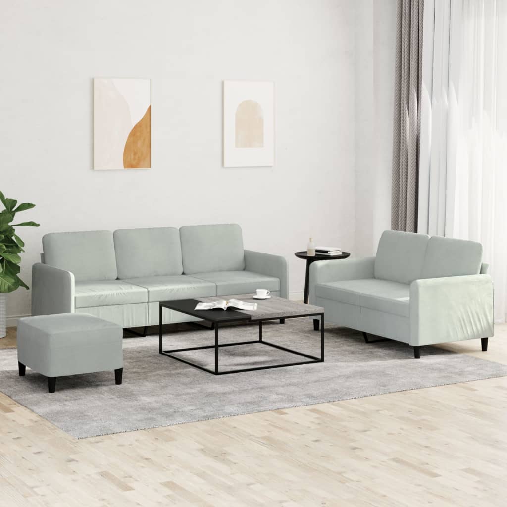 Ensemble de canapés 3 pcs gris clair velours - XIOS