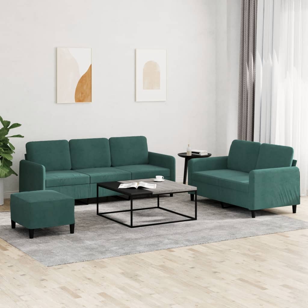 Ensemble de canapés 3 pcs vert foncé velours - XIOS