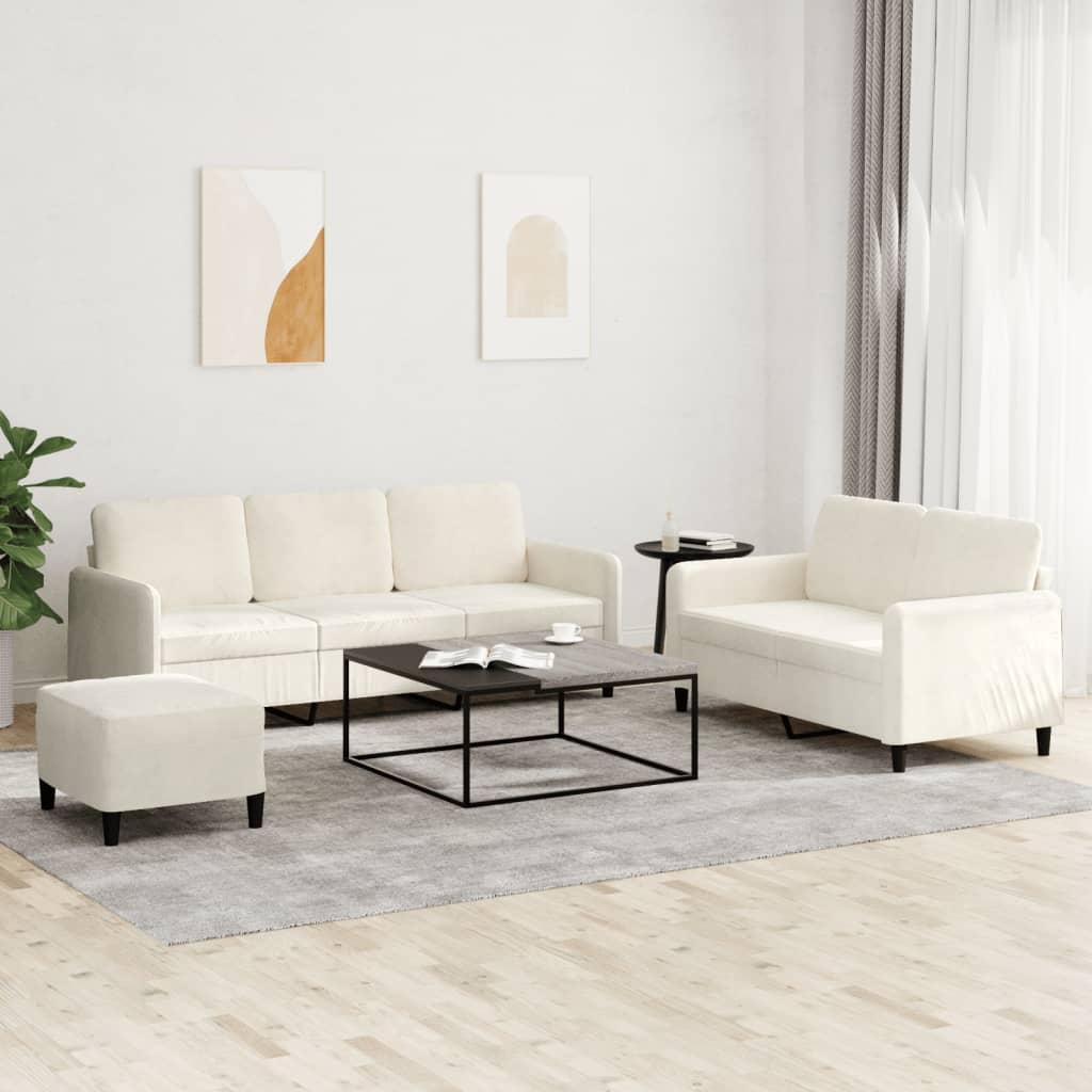 Ensemble de canapés 3 pcs crème velours - XIOS