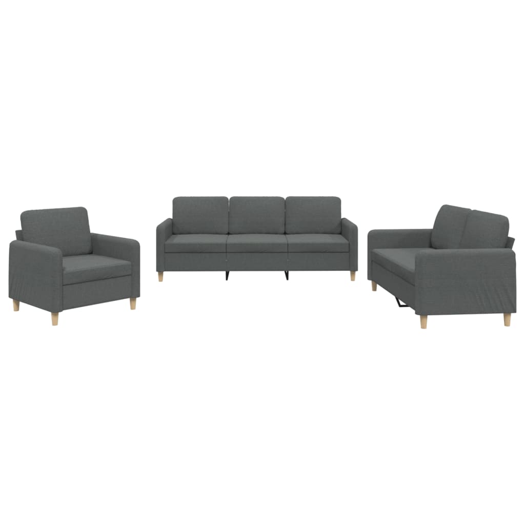 Ensemble de canapés 3 pcs avec coussins Gris foncé Tissu - XIOS