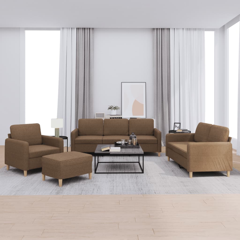 Ensemble de canapés 4 pcs avec coussins Marron Tissu - XIOS