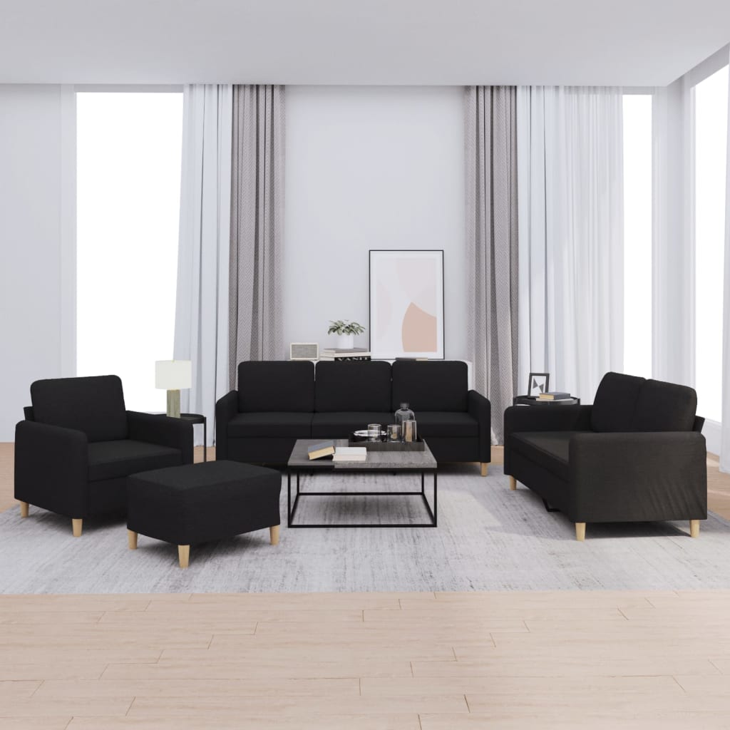 Ensemble de canapés 4 pcs avec coussins Noir Tissu - XIOS