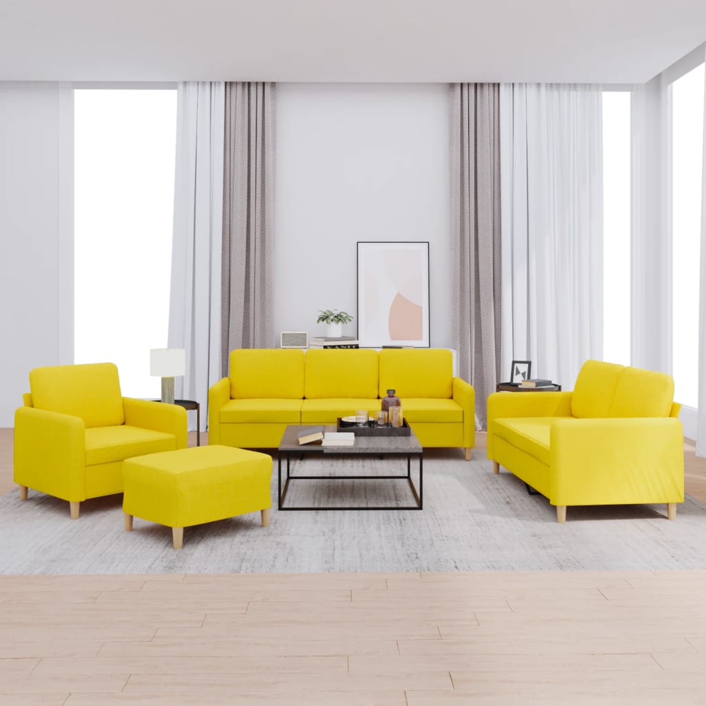 Ensemble de canapés 4 pcs avec coussins Jaune clair Tissu - XIOS