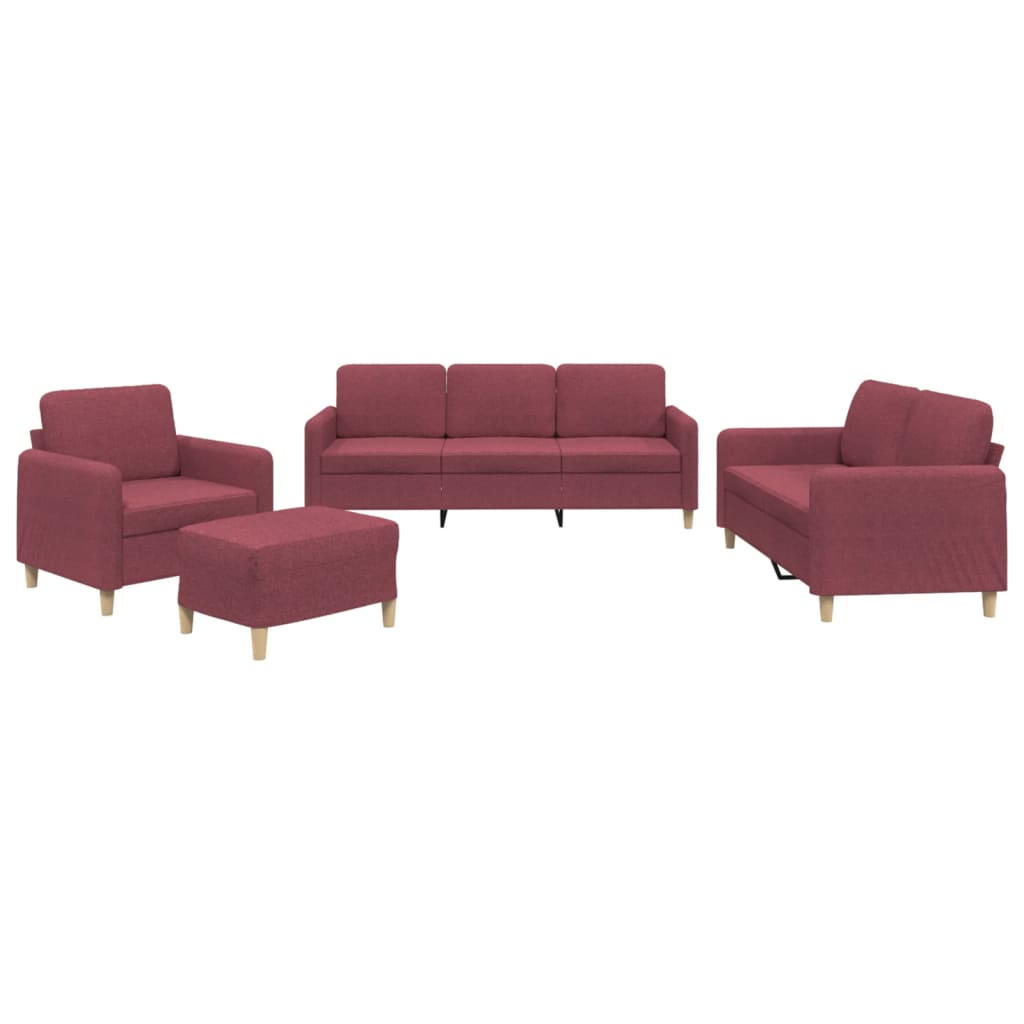 Ensemble de canapés 4 pcs avec coussins Rouge bordeaux Tissu - XIOS