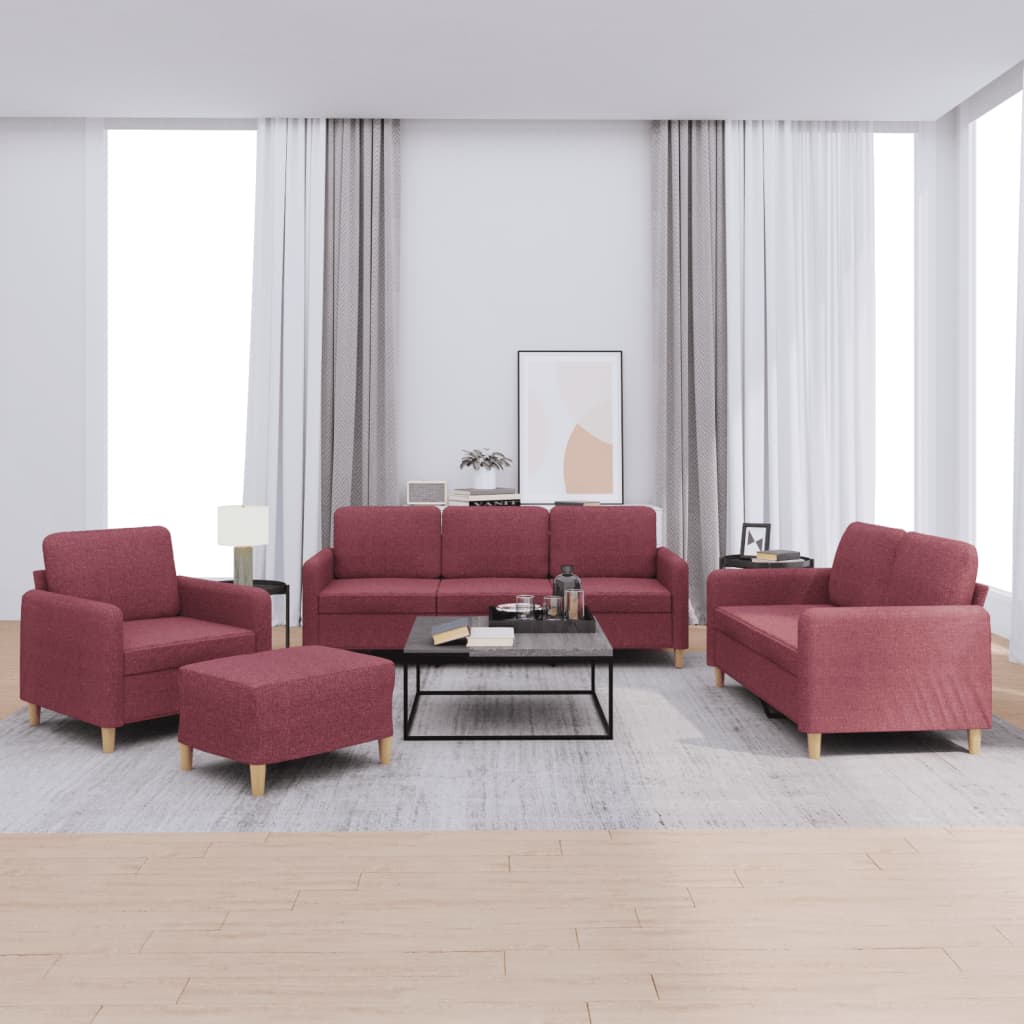 Ensemble de canapés 4 pcs avec coussins Rouge bordeaux Tissu - XIOS