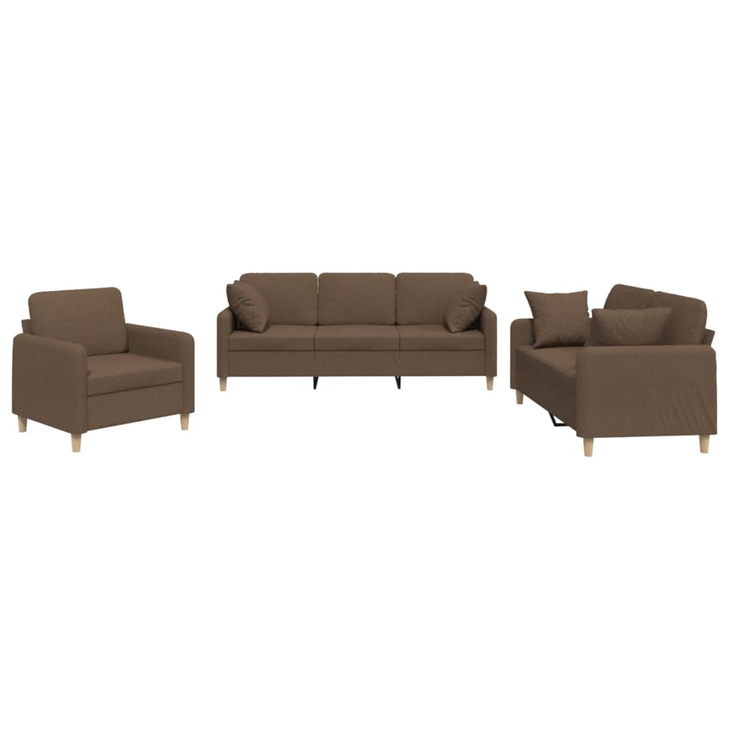 Ensemble de canapés 3 pcs avec coussins marron tissu - XIOS