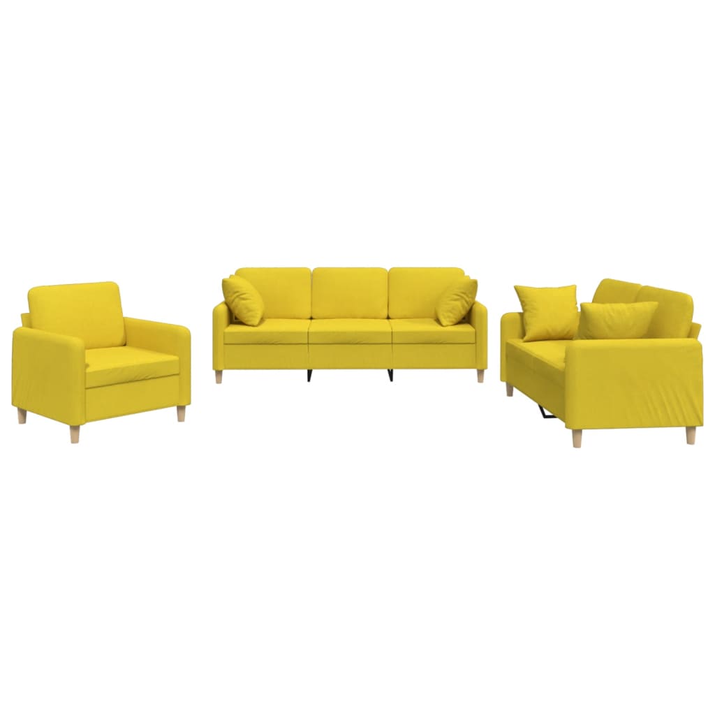 Ensemble de canapés 3 pcs avec coussins jaune clair tissu - XIOS