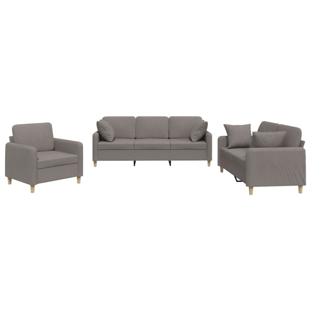 Ensemble de canapés 3 pcs avec coussins taupe tissu - XIOS