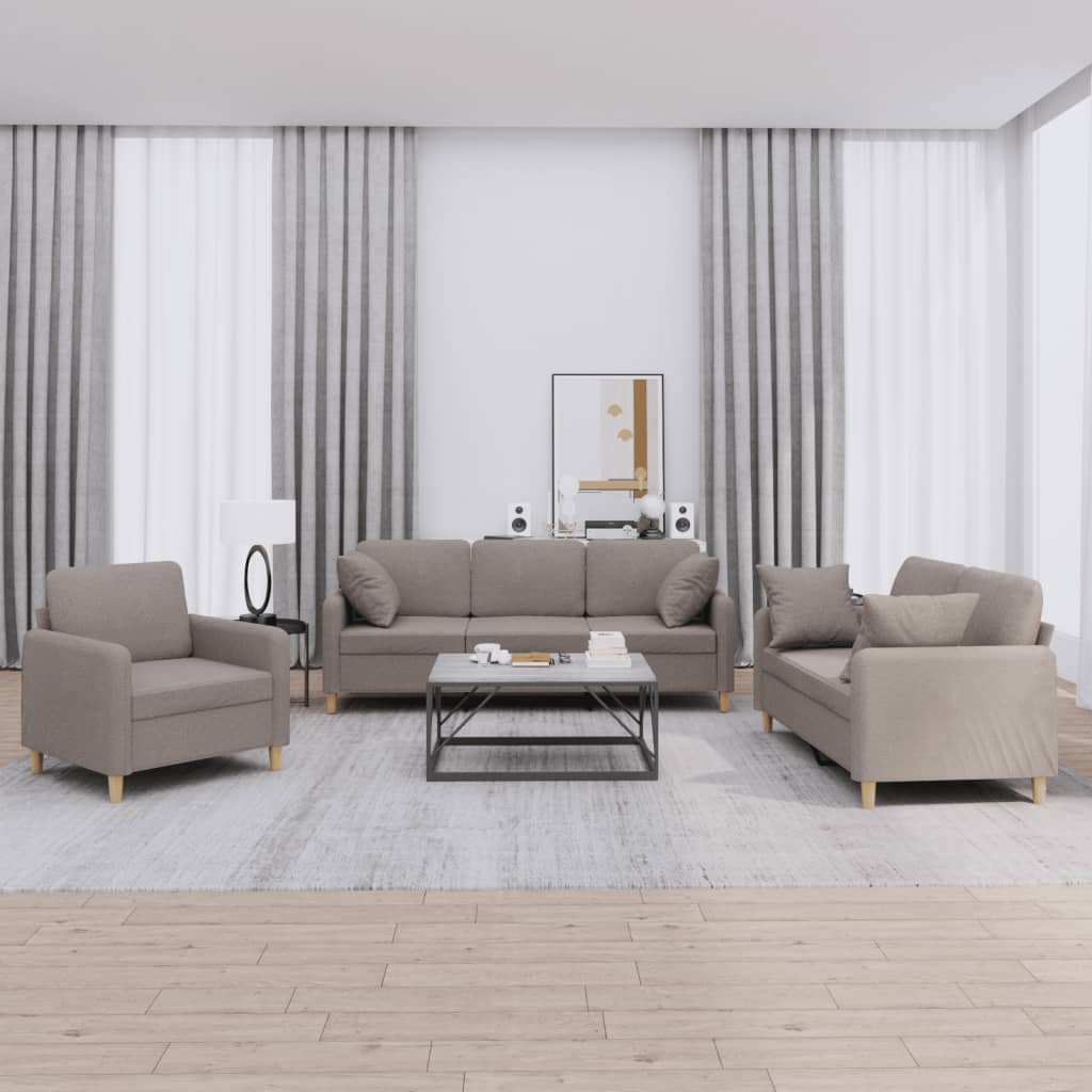 Ensemble de canapés 3 pcs avec coussins taupe tissu - XIOS