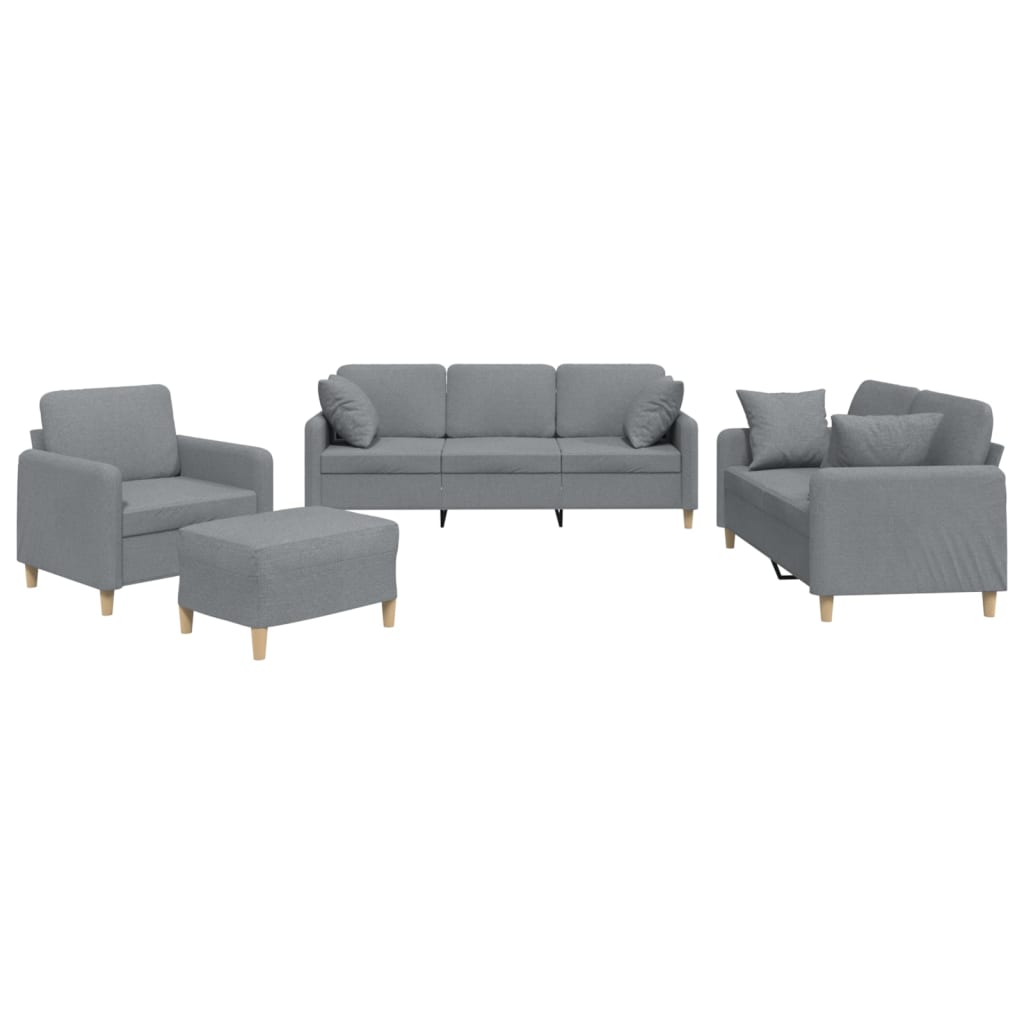 Ensemble de canapés 4 pcs coussins gris clair tissu - XIOS
