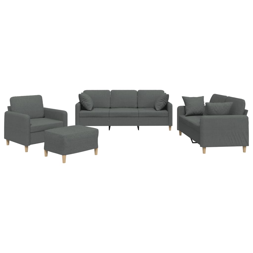 Ensemble de canapés 4 pcs coussins gris foncé tissu - XIOS