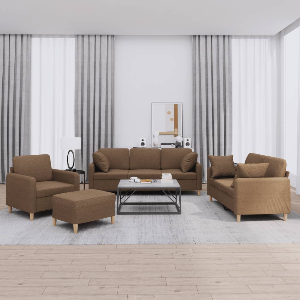 Ensemble de canapés 4 pcs avec coussins marron tissu - XIOS