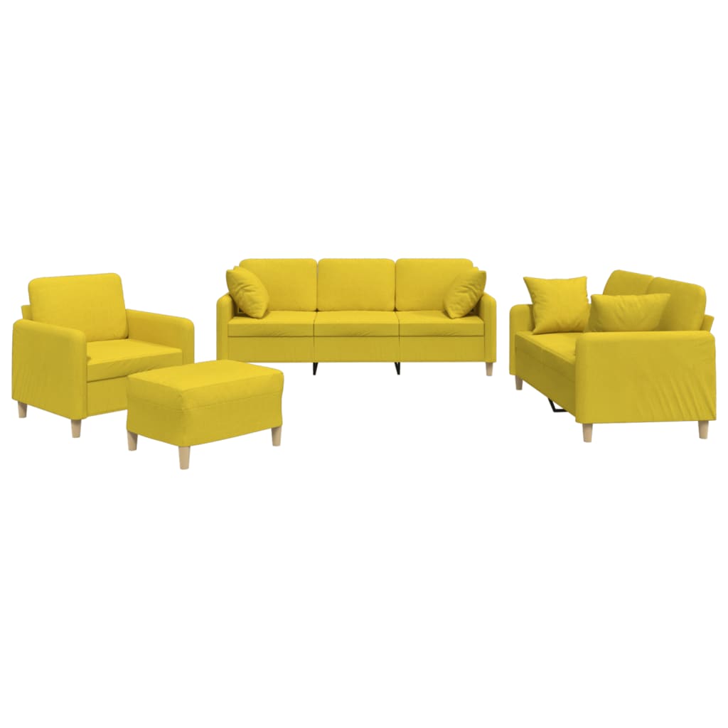 Ensemble de canapés 4 pcs avec coussins jaune clair tissu - XIOS