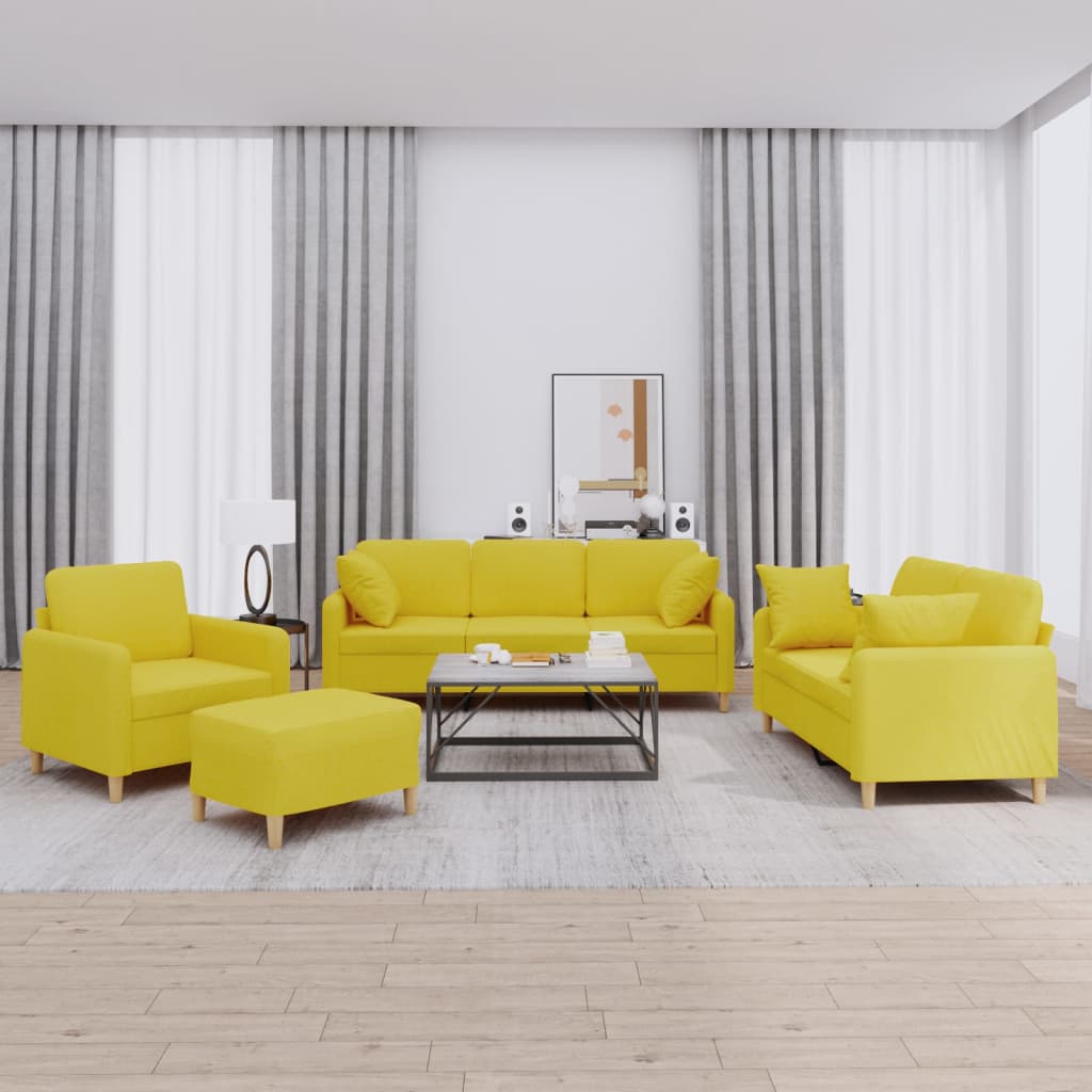 Ensemble de canapés 4 pcs avec coussins jaune clair tissu - XIOS