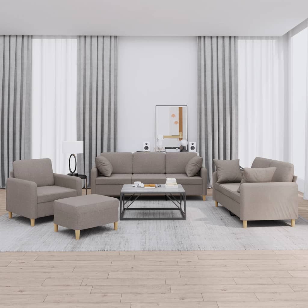 Ensemble de canapés 4 pcs avec coussins taupe tissu - XIOS