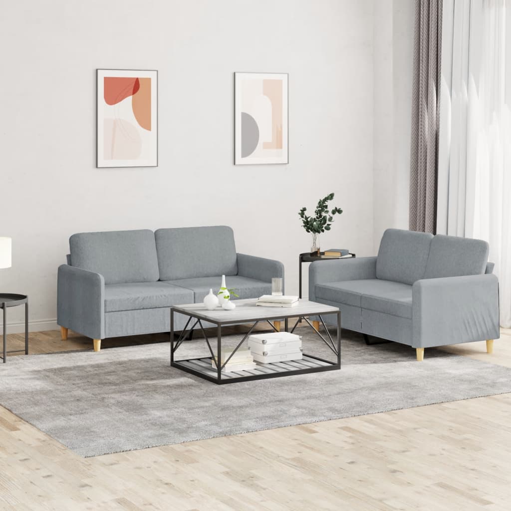 Ensemble de canapés 2 pcs avec coussins Gris clair Tissu - XIOS