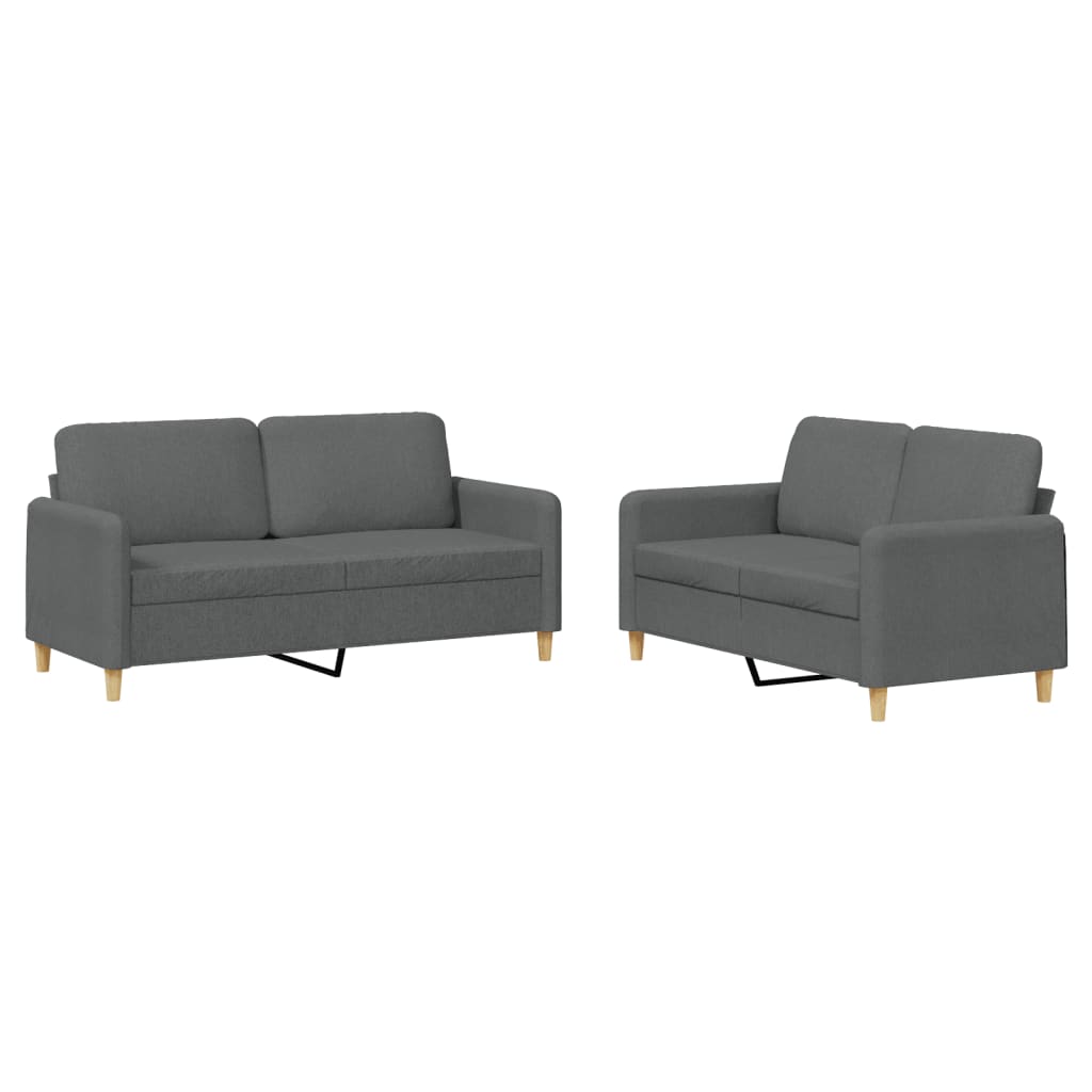 Ensemble de canapés 2 pcs avec coussins Gris foncé Tissu - XIOS