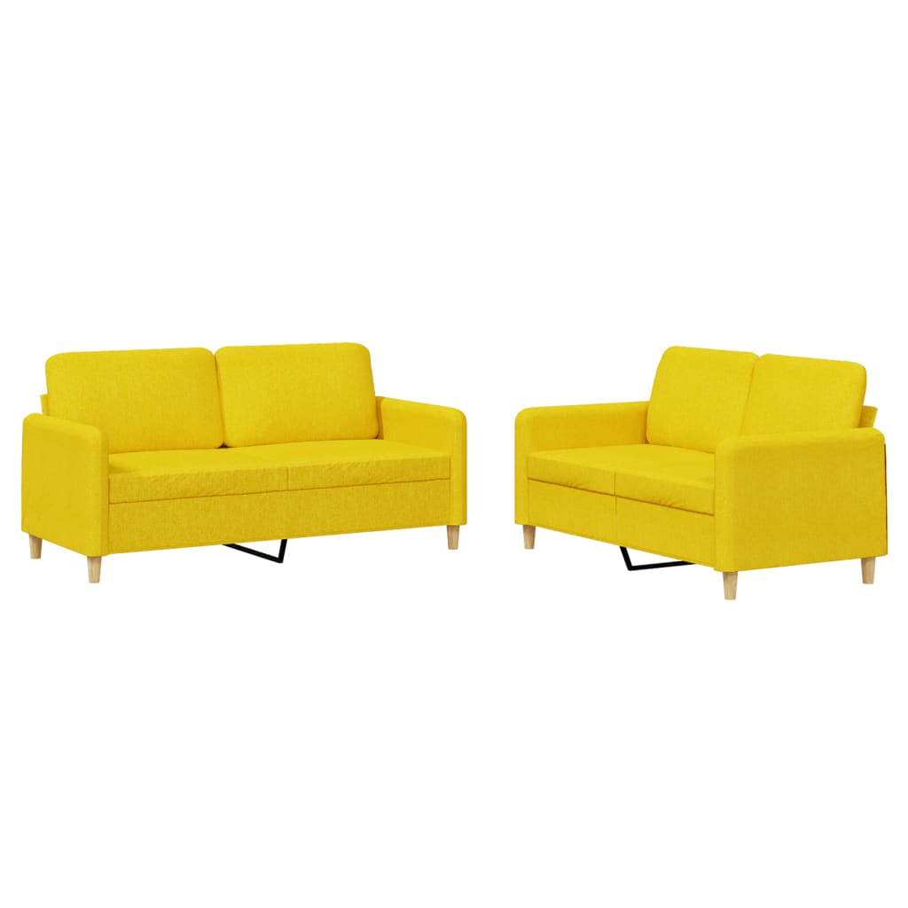 Ensemble de canapés 2 pcs avec coussins Jaune clair Tissu - XIOS