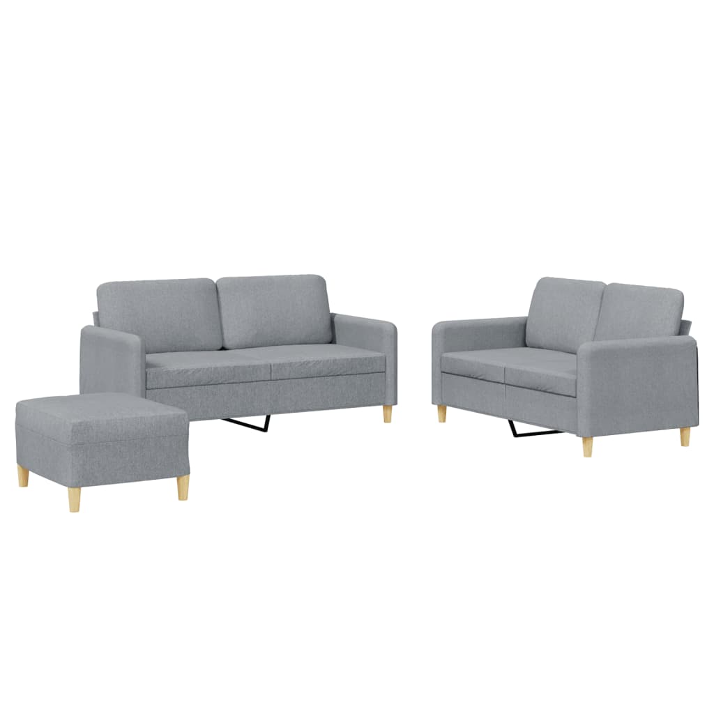 Ensemble de canapés 3 pcs avec coussins Gris clair Tissu - XIOS