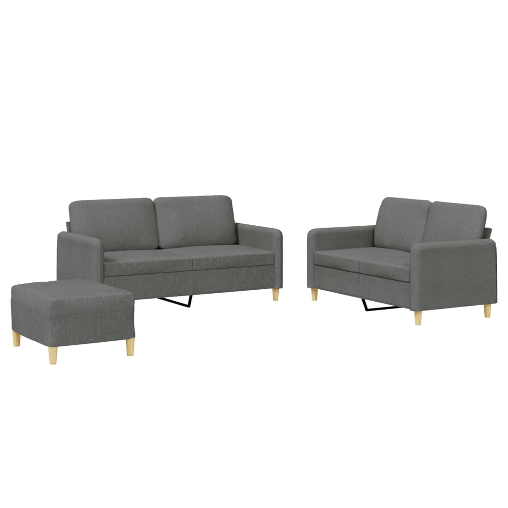 Ensemble de canapés 3 pcs avec coussins Gris foncé Tissu - XIOS