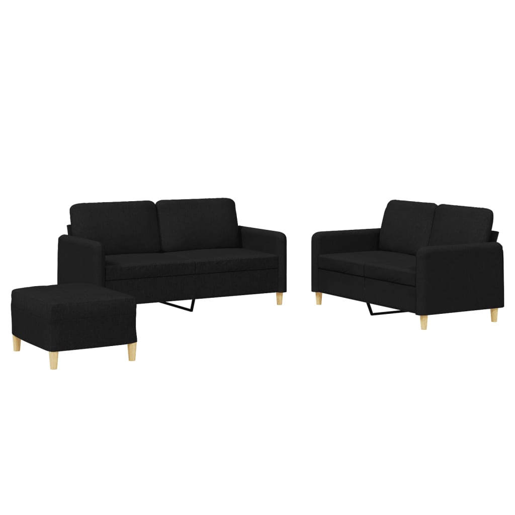 Ensemble de canapés 3 pcs avec coussins Noir Tissu - XIOS