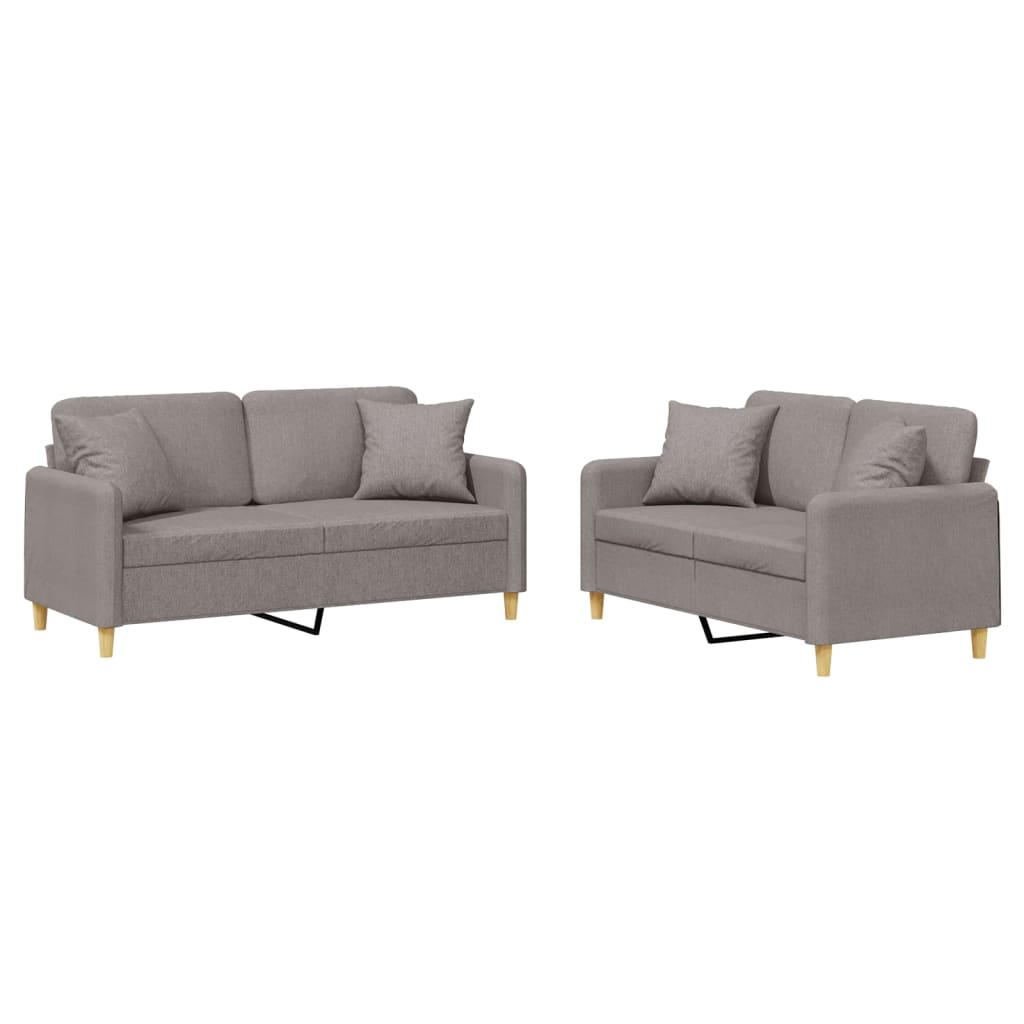 Ensemble de canapés 2 pcs avec coussins taupe tissu - XIOS