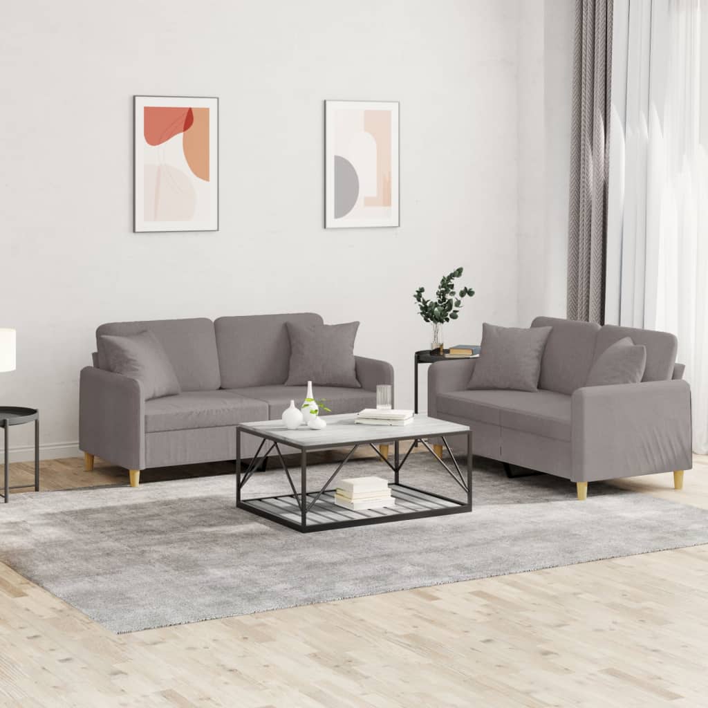 Ensemble de canapés 2 pcs avec coussins taupe tissu - XIOS